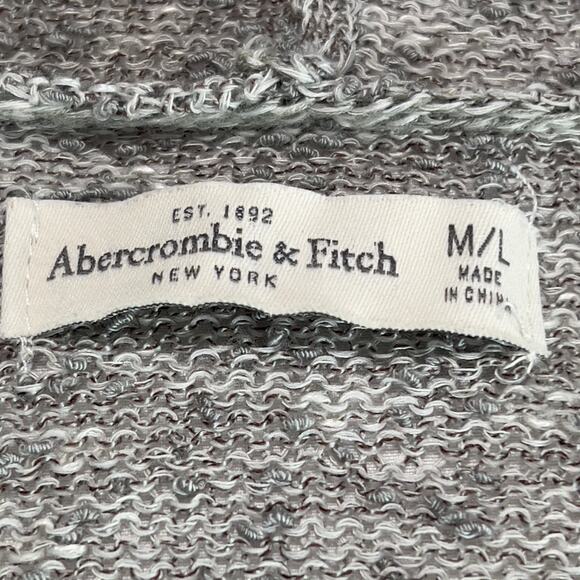 ✨ABERCROMBIE & FITCH M/L Gray Open Front Hooded Cardigan Sweater Womens Pockets - Picture 4 of 6